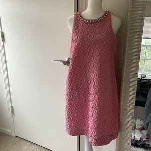 NYT  Zara rhinestone pink mini dress
